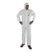 Cordova Defender White Microporous Film and Non-Woven Polyolefin Coveralls with Elastic Hood, Wrists, and Ankles