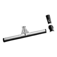 Lavex 22" Black Double Neoprene Foam Floor Squeegee with Metal Frame and 2 Threaded Adapters