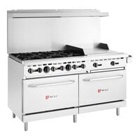 Wolf WX60F-6B24GP WX Series Liquid Propane 60" Manual Range with 6 Burners, 24" Right Side Griddle, and 2 Standard Ovens - 258,000 BTU
