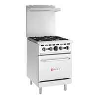 Wolf WX24-4BN WX Series Natural Gas 24" Manual Range with 4 Burners and Compact Oven - 142,000 BTU