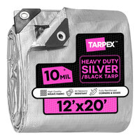 Tarpex 12' x 20' Silver / Black Heavy-Duty Weatherproof 10 Mil Multipurpose Polyethylene Tarp STH-TA-1220