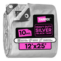 Tarpex 12' x 25' Silver / Black Heavy-Duty Weatherproof 10 Mil Multipurpose Polyethylene Tarp STH-TA-1225