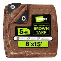 Tarpex 8' x 15' Brown Weather-Resistant 5 Mil Multipurpose Polyethylene Tarp BRT-TA-815