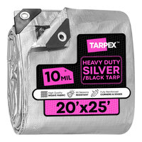 Tarpex 20' x 25' Silver / Black Heavy-Duty Weatherproof 10 Mil Multipurpose Polyethylene Tarp STH-TA-2025