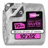 Tarpex 10' x 12' Silver / Black Heavy-Duty Weatherproof 10 Mil Multipurpose Polyethylene Tarp STH-TA-1012