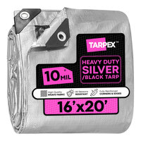 Tarpex 16' x 20' Silver / Black Heavy-Duty Weatherproof 10 Mil Multipurpose Polyethylene Tarp STH-TA-1620