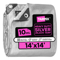 Tarpex 14' x 14' Silver / Black Heavy-Duty Weatherproof 10 Mil Multipurpose Polyethylene Tarp STH-TA-1414