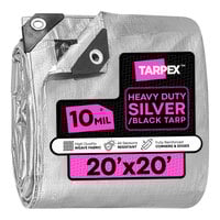 Tarpex 20' x 20' Silver / Black Heavy-Duty Weatherproof 10 Mil Multipurpose Polyethylene Tarp STH-TA-2020