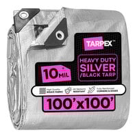 Tarpex 100' x 100' Silver / Black Heavy-Duty Weatherproof 10 Mil Multipurpose Polyethylene Tarp STH-TA-100100
