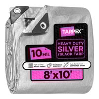 Tarpex 8' x 10' Silver / Black Heavy-Duty Weatherproof 10 Mil Multipurpose Polyethylene Tarp STH-TA-810