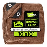 Tarpex 10' x 10' Brown Weather-Resistant 5 Mil Multipurpose Polyethylene Tarp BRT-TA-1010