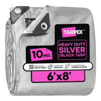 Tarpex 6' x 8' Silver / Black Heavy-Duty Weatherproof 10 Mil Multipurpose Polyethylene Tarp STH-TA-68