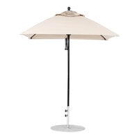 BFM Seating 6 1/2' Customizable Square Linen Marine-Grade Acrylic Umbrella with Black Aluminum Pole
