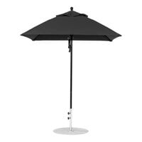 BFM Seating 6 1/2' Customizable Square Marine-Grade Acrylic Umbrella with Black Aluminum Pole