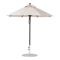 BFM Seating 9' Customizable Round Linen Marine-Grade Acrylic Umbrella with Black Aluminum Pole