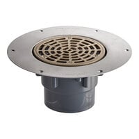 Sioux Chief 822-3PNR 822 Series Halo Round Light-Duty Adjustable Floor Drain with Nickel Bronze Strainer, PVC Base, and 3" x 4" Outlet
