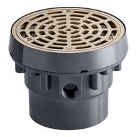 Sioux Chief 832-35PNR 832 Series FinishLine 5 1/2" Round Light-Duty Adjustable Floor Drain with Nickel Bronze Strainer, PVC Base, and 3" x 4" Outlet