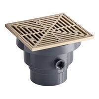 Sioux Chief 832-36PNQ 832 Series FinishLine 7" Square Light-Duty Adjustable Floor Drain with Nickel Bronze Strainer, PVC Base, and 3" x 4" Outlet