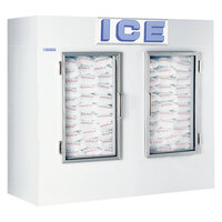 Polar Temp two door indoor ice merchandiser with blue ICE merchandising graphics