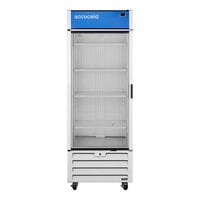 Summit Appliance AFG26MLLH Accucold ACR Series 21.34 Cu. Ft. White / Blue Glass Door Reach-In Medical Freezer with Left-Hand Swing Door - 115V