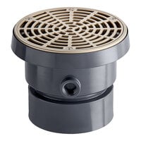 Sioux Chief 832-4PNR 832 Series FinishLine 6 1/2" Round Light-Duty Adjustable Floor Drain with Nickel Bronze Strainer, PVC Base, and 4" Outlet