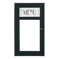 United Visual Products 18" x 32" Black Single Door Enclosed Magnetic Menu Board with Header