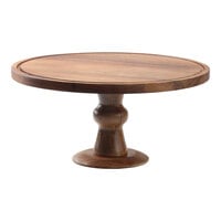 Tablecraft Acacia Collection 12 1/2" x 6" Round Acacia Wood Cake Stand 11441