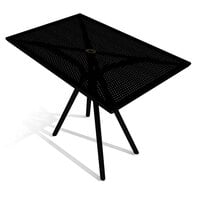 American Tables and Seating AB3048 30" x 48" Black Rectangular Outdoor Table with Umbrella Hole