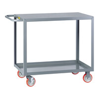 Little Giant 30" x 60" x 35" 2-Shelf Flush Top Welded Steel Service Cart with 5" Polyurethane Wheels with Brakes LG-3060-BRK