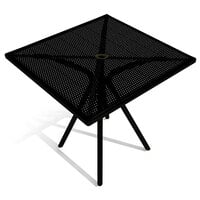 American Tables and Seating AB3030 30" x 30" Black Square Outdoor Table with Umbrella Hole