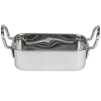 Tablecraft 846 17 oz. Stainless Steel Mini Roasting Pan with Handles - 5 3/4 inch x 3 3/4 inch x 1 3/4 inch
