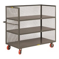 Little Giant 24" x 48" x 57" 3-Sided 3-Shelf Bulk Truck with Mesh Sides and 6" Polyurethane Casters T3-2448-6PY
