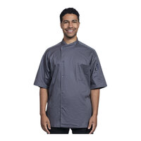 Uncommon Chef Modena Unisex Customizable Slate Short Sleeve Chef Coat with Gray Heather Mesh Back 0712HC - 4X