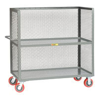 Little Giant 30" x 48" x 58 1/2" 3-Sided Lipped 2-Shelf Bulk Truck with Mesh Sides and 6" Polyurethane Casters T2L-3048-6PY