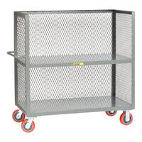 Little Giant 30" x 60" x 57" 3-Sided 2-Shelf Bulk Truck with Mesh Sides and 6" Polyurethane Casters T2-3060-6PY