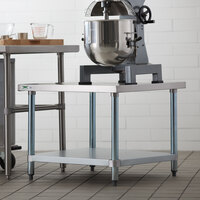 Regency 30 inch x 30 inch 18-Gauge Stainless Steel Mixer Table with Galvanized Legs and Undershelf