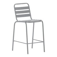 Flash Furniture Lila Silver Aluminum Slat Stackable Barstool