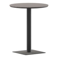 Flash Furniture Finch 23 1/2" Round Gray Faux Teak Indoor / Outdoor Standard Height Table with Gray Metal Frame