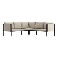 Flash Furniture Lea Black Steel Frame Sectional with Beige Cushions and Storage Pockets