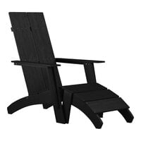 Flash Furniture Sawyer Black Faux Wood Adirondack Chair with Ottoman