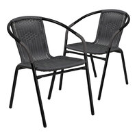 Flash Furniture Lila Gray Rattan Stackable Arm Chair - 2/Set