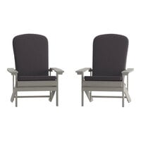 Flash Furniture Charlestown Light Gray Faux Wood Adirondack Chair with Gray Cushions - 2/Set