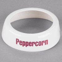 Tablecraft CM14 Imprinted White Plastic "Peppercorn" Salad Dressing Dispenser Collar with Maroon Lettering