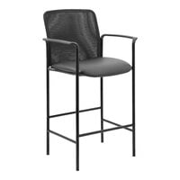 Boss Contemporary Black Mesh / Caressoft Vinyl Counter Stool with Fixed Arms