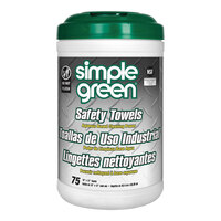 Simple Green Safety Towels 10" x 12" 75-Count Multi-Purpose Cleaning Wipes - 6/Case