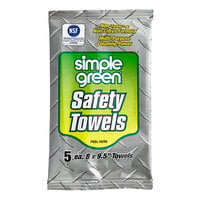 Simple Green Safety Towels 8" x 9 1/2" 5-Count Multi-Purpose Cleaning Wipes - 50/Case