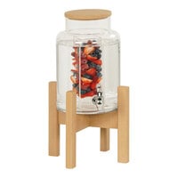 Cal-Mil Renew 3 Gallon Round Glass Beverage Dispenser with Infusion Chamber and Faux Wood Base 23444-2INF-122