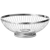 Tablecraft 6171 Regent Small Oval Stainless Steel Basket - 7 inch x 6 inch x 2 3/4 inch