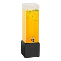 Cal-Mil Onyx 3 Gallon Square Beverage Dispenser with Ice Chamber and Black Metal Base 23701-3-13