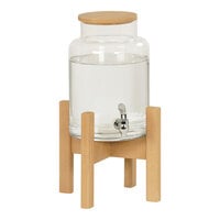 Cal-Mil Renew 3 Gallon Round Glass Beverage Dispenser with Ice Chamber and Faux Wood Base 23444-2-122